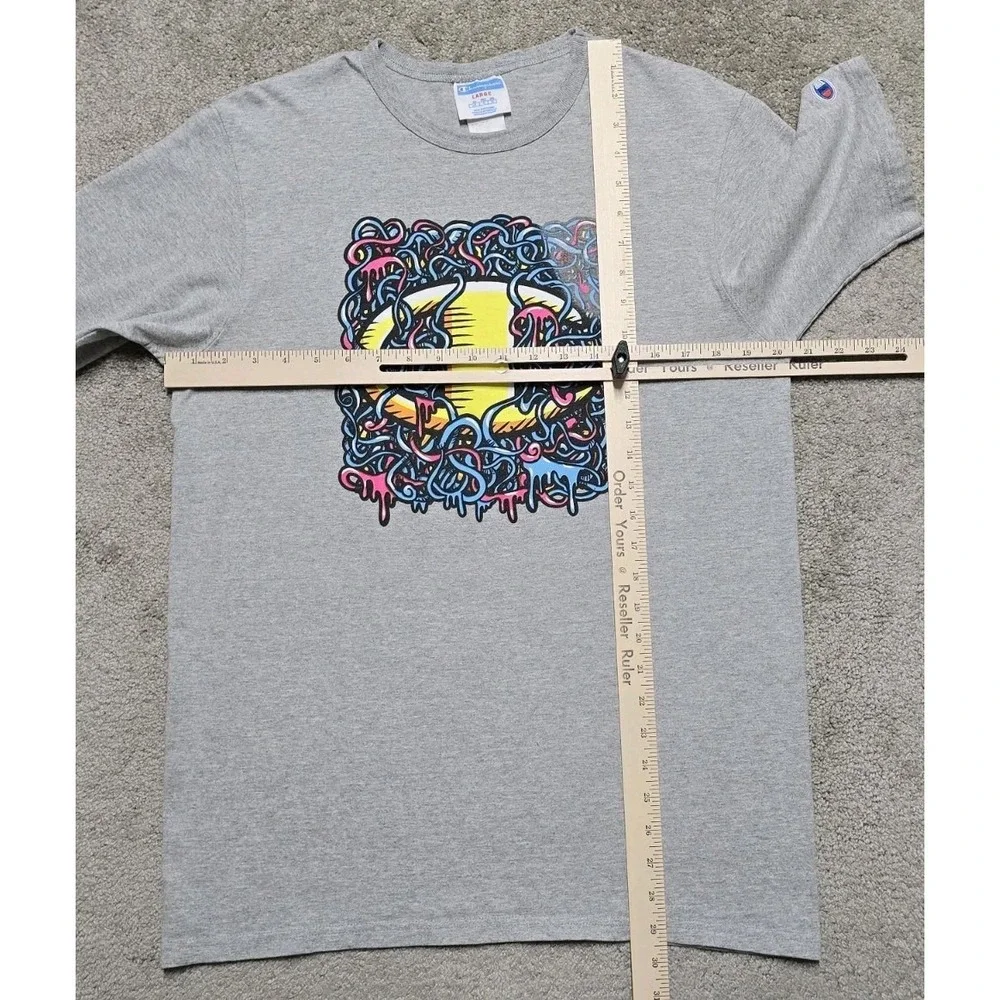 Vintage Champion Connection Logo T-Shirt Mens Large Gray‎ Streetwear
